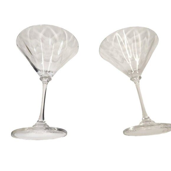 2 Mikasa Stephanie Martini Cocktail Glasses Ribbed Optic Bowl Smooth Stem - Picture 3 of 5